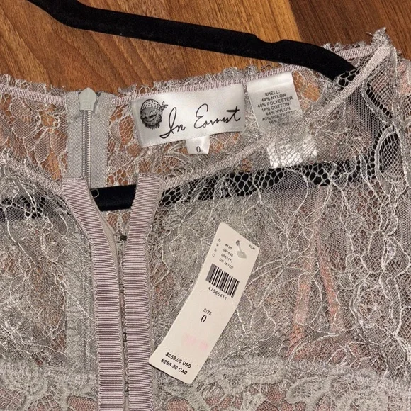 NWT Anthropologie Gray Lace Midi Dress | 0 - Picture 4 of 5